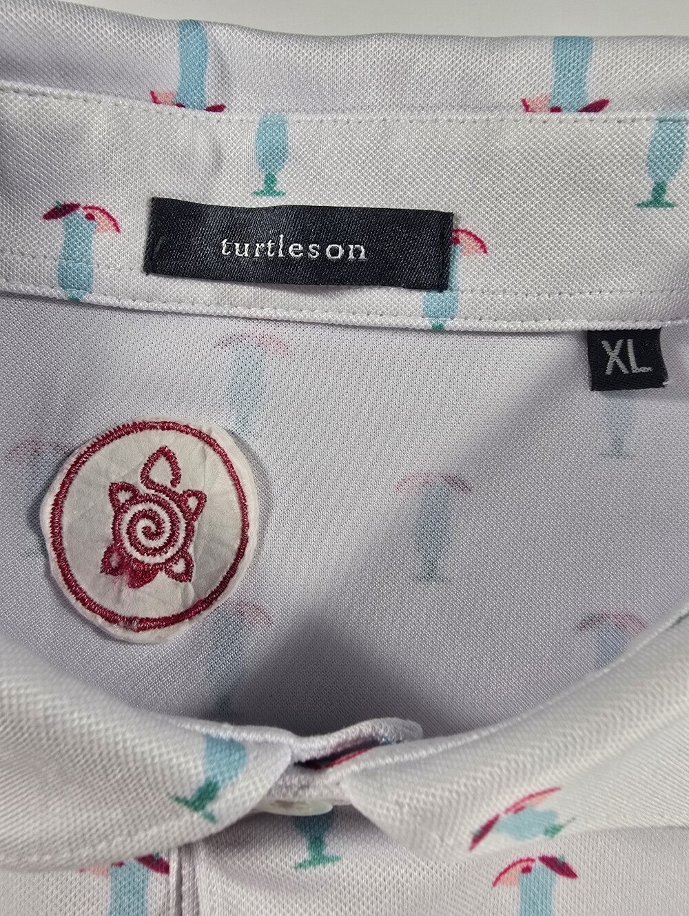 Nemacolin Turtleson XL White Mixed Drink Umbrela Golf Polo Shirt Pique Knit - Picture 3 of 9